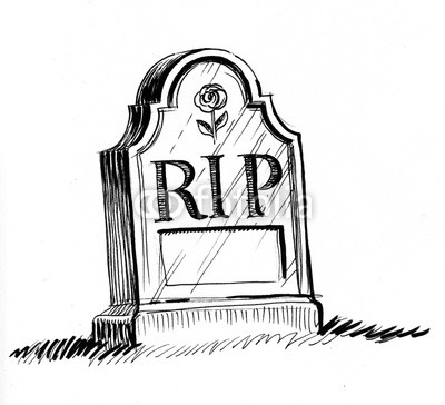 400x364 Tomb Stone With A Rip Letters Black And White Ink Illustration