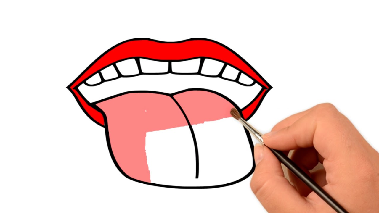 1280x720 How To Draw Tongue For Kids With Coloring Page