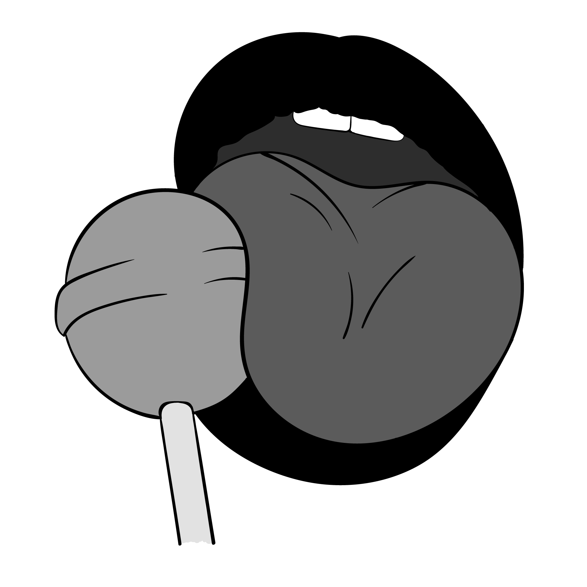 2000x2000 lollipop tongue chiffon top in tatts art, outline art