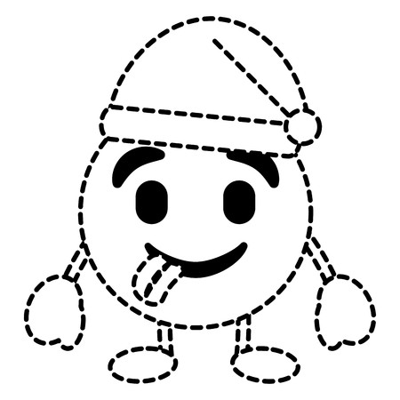 450x450 Emoticon Cartoon Face Tongue Out And Christmas Hat Character