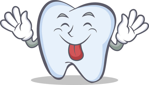 599x340 Tongue Out Tooth Character Cartoon Style Vector Illustration Art