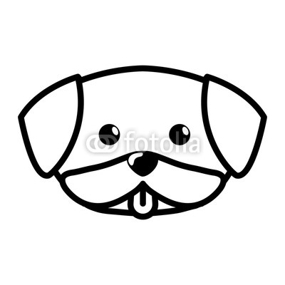 400x400 Face Dog Cute Tongue Out Outline Vector Illustration Buy
