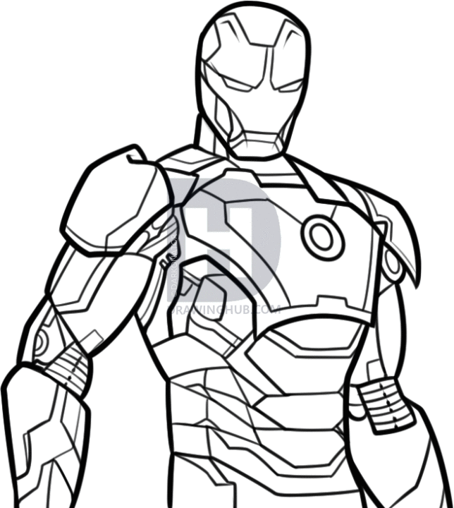 644x720 How To Draw Iron Man Step