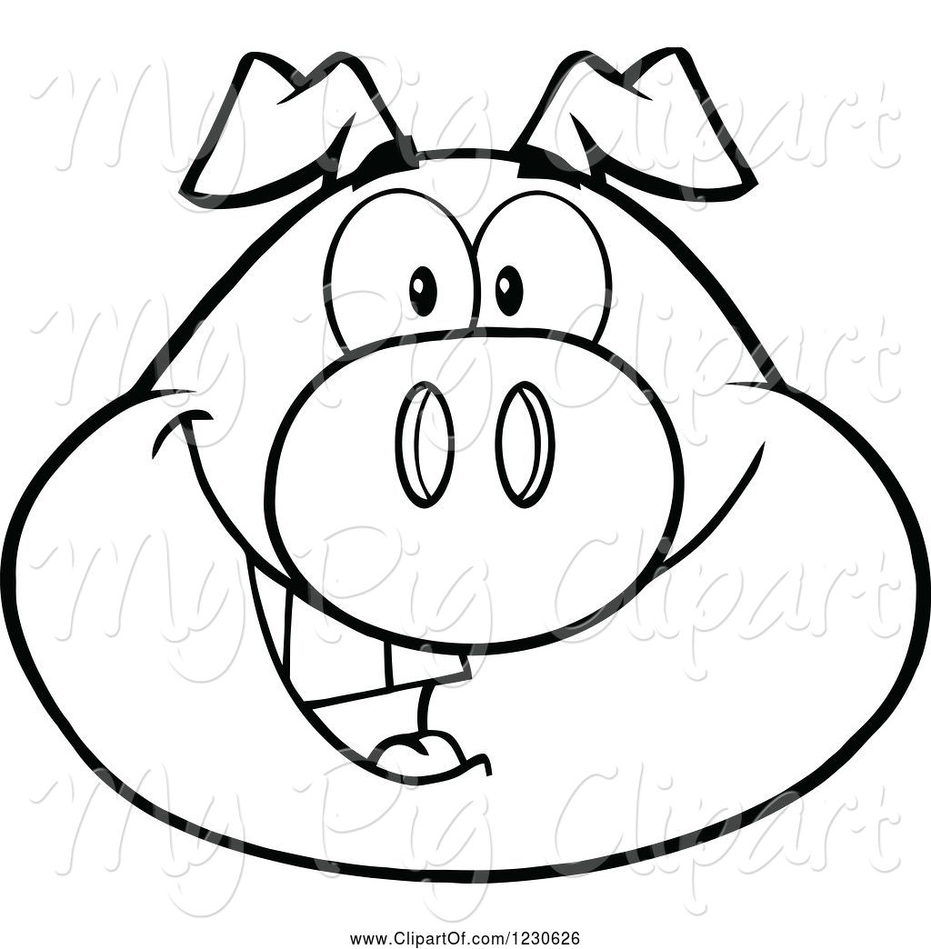 1024x1044 Swine Clipart Of Cartoon Outlined Happy Smiling Pig Face
