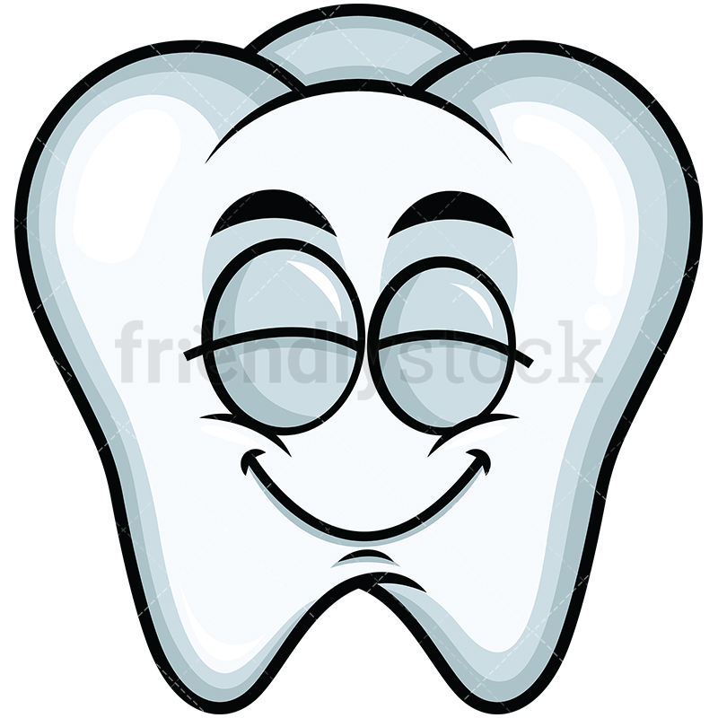 800x800 Delighted Tooth Emoji Cartoon Vector Clipart