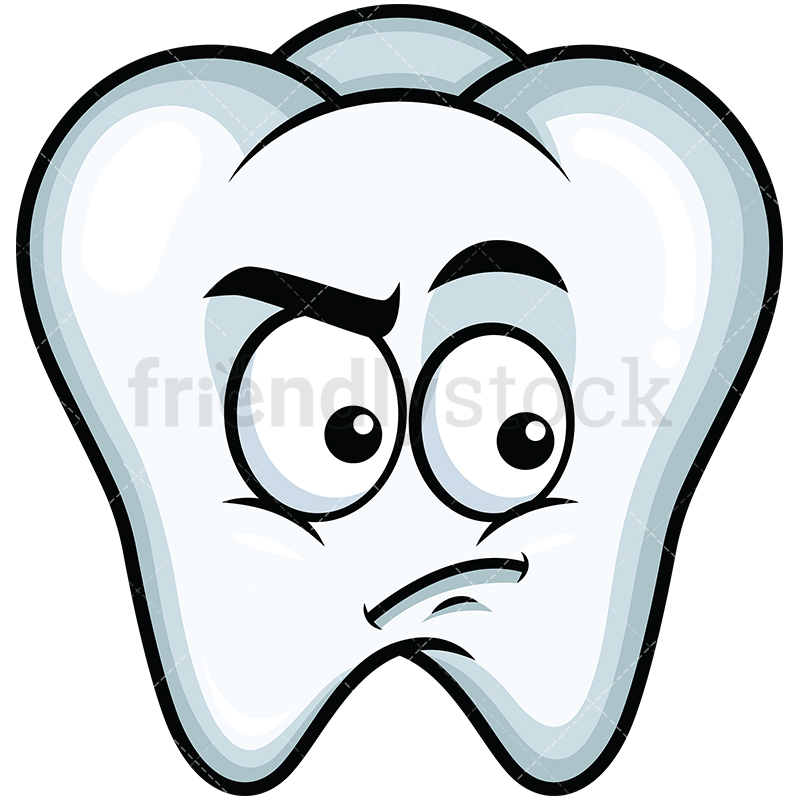 800x800 Irritated Tooth Emoji Cartoon Vector Clipart