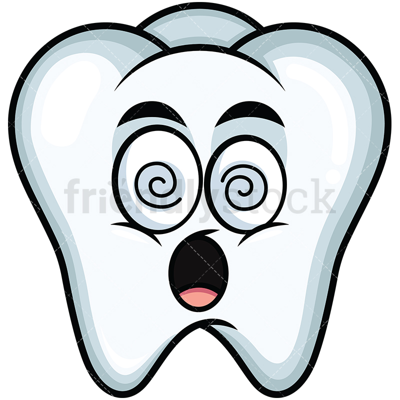 800x800 Stunned Tooth Emoji Cartoon Vector Clipart