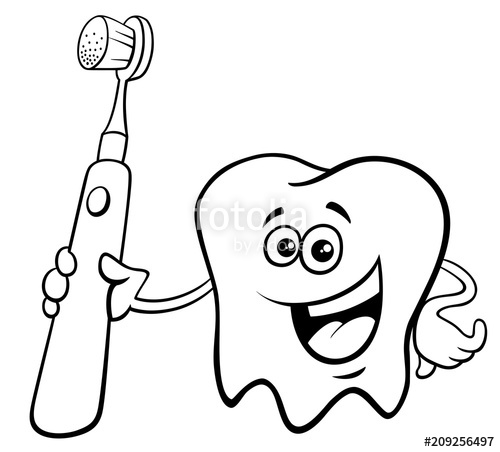 500x452 Tooth With Toothbrush Cartoon Color Book Stock Image And Royalty