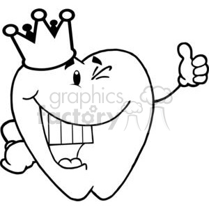 300x300 Smiling Tooth Cartoon Character With Golden Crown Clipart