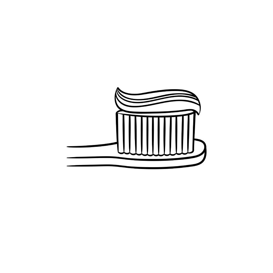 900x900 Toothpaste On A Toothbrush Hand Drawn Outline Doodle Icon