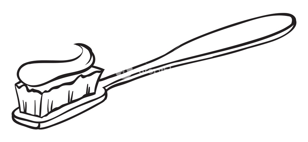 1000x461 Illustration Of A Toothbrush With A Toothpaste On A White