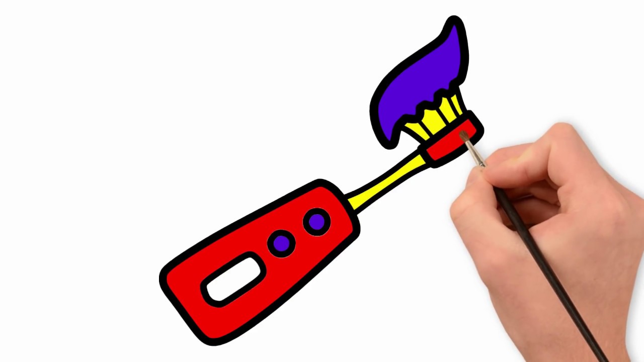 1280x720 Teeth Toothpaste And Toothbrush Coloring Drawing For Kids How