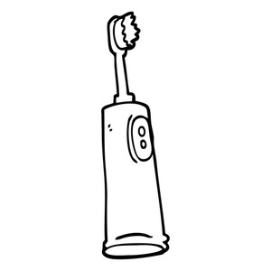 300x300 Black And White Cartoon Electric Toothbrush Royalty Free Stock