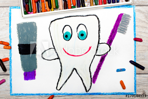 500x334 Photo Of Colorful Drawing Smiling Healthy Tooth Holding