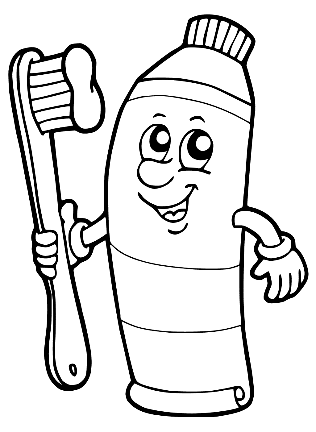 1024x1400 Toothpaste And Toothbrush Coloring Page