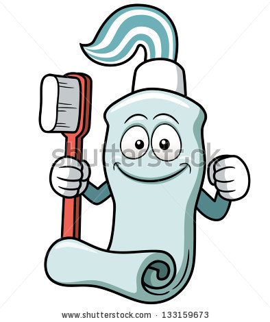 394x470 Vector Illustration Of Toothbrush And Toothpaste Cartoon