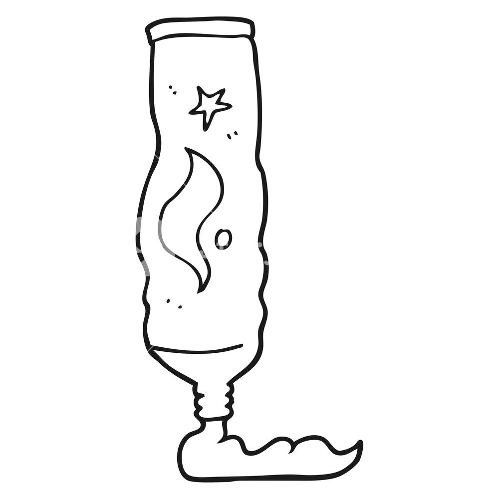 1000x1000 Freehand Drawn Black And White Cartoon Toothpaste Tube Royalty