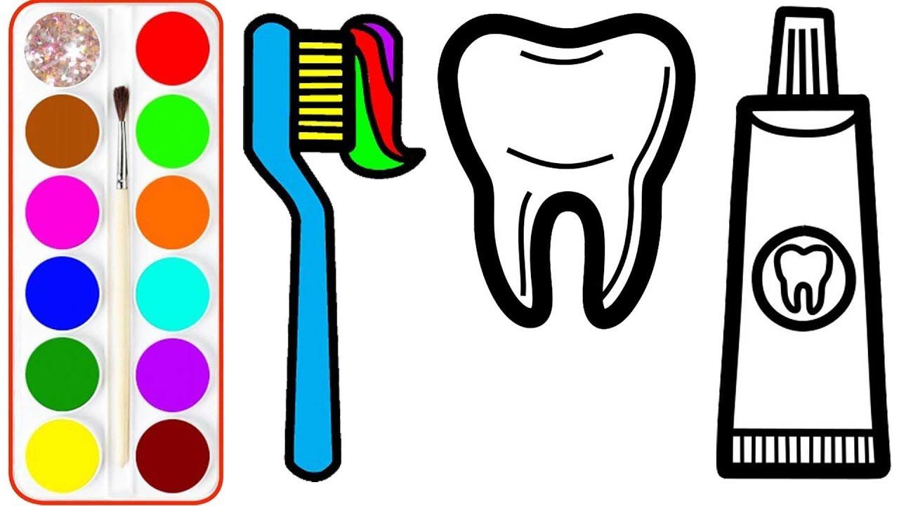 1280x720 How To Draw Toothbrush, Hygiene Tooth, Toothpaste, Floss