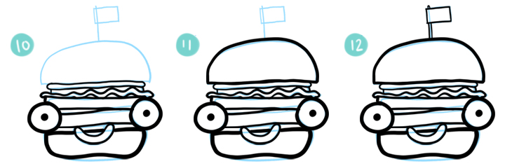 720x237 How To Draw A Cartoon Hamburger