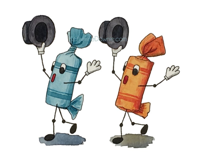 794x635 Watercolor Dancing Tootsie Rolls Print Etsy