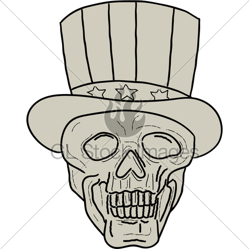 500x500 Uncle Sam Top Hat Skull Drawing Gl Stock Images