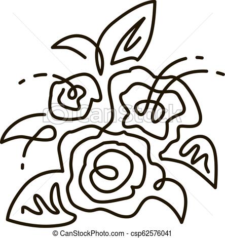 444x470 Vector Line Icon Bouquet Of Flowers Top View One Line Drawing
