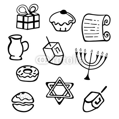 400x400 hanukkah a set of traditional attributes of the menorah, dreidel