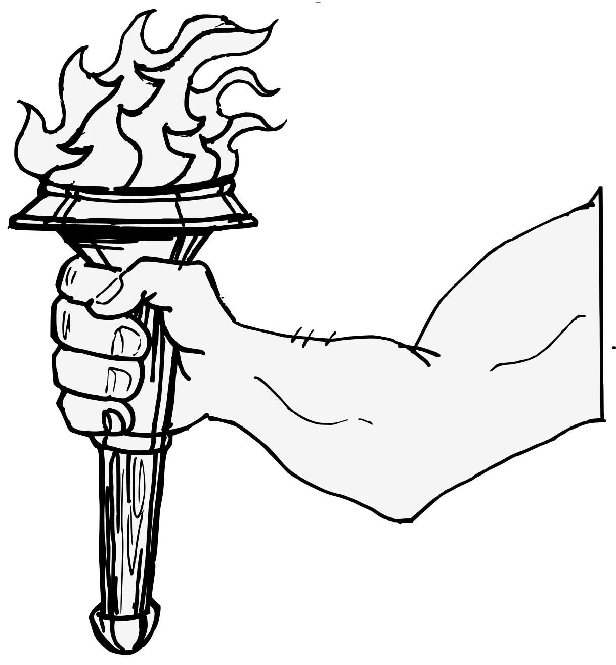 1218x1316 Torch Hand Black And White Transparent Png Clipart Free Download