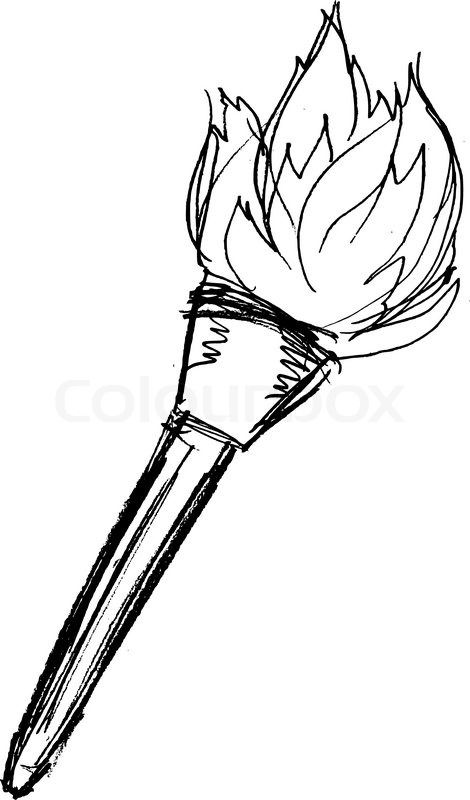 470x800 Sketch Of Wooden Torch