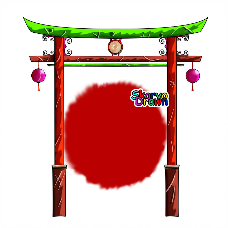 894x894 Japan Gate Hand Drawn