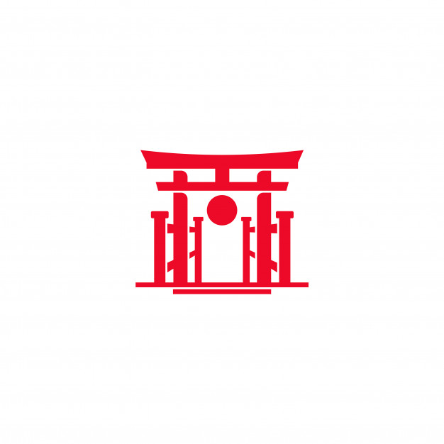 626x626 Japan Red Torii Gate With Sun Logo Vector Premium Download