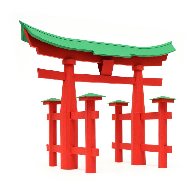 794x794 Torii Gate Of Itsukushima Assembled Paper Model Japanese Etsy