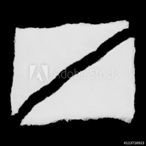 500x500 White Paper Square Torn Into Triangle Scraps Isolated On Black