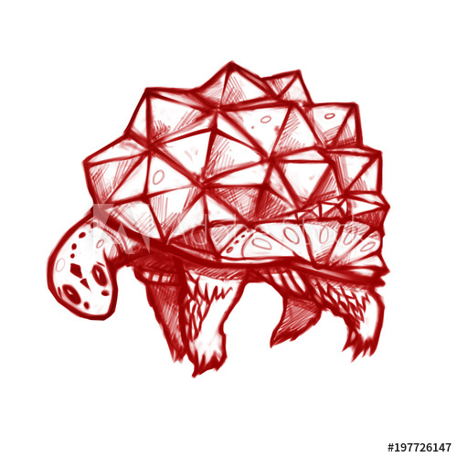 500x500 Turtle With A Crystal Shell Stylized Tortoise, Graphic Sketch