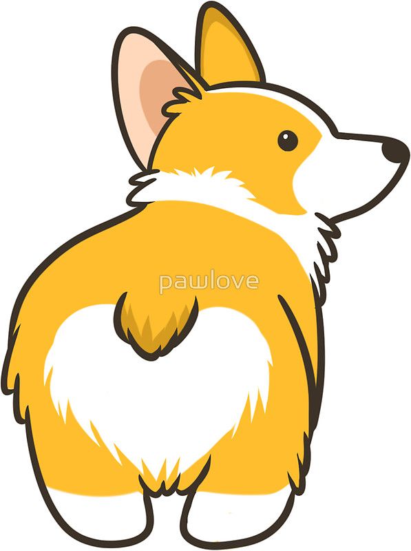 597x800 corgi heart butt sticker in red corgi drawing, corgi