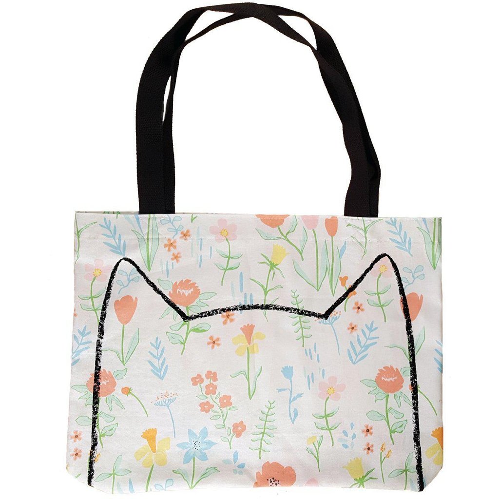 1024x1024 Floral Design, Womens Handbag, Tote Bags Canvas, Cat Lover Gift