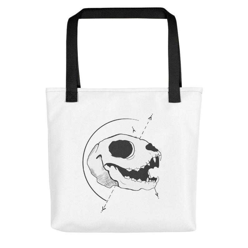 794x794 Tattoo Cat Skull Drawing Tote Bag Etsy
