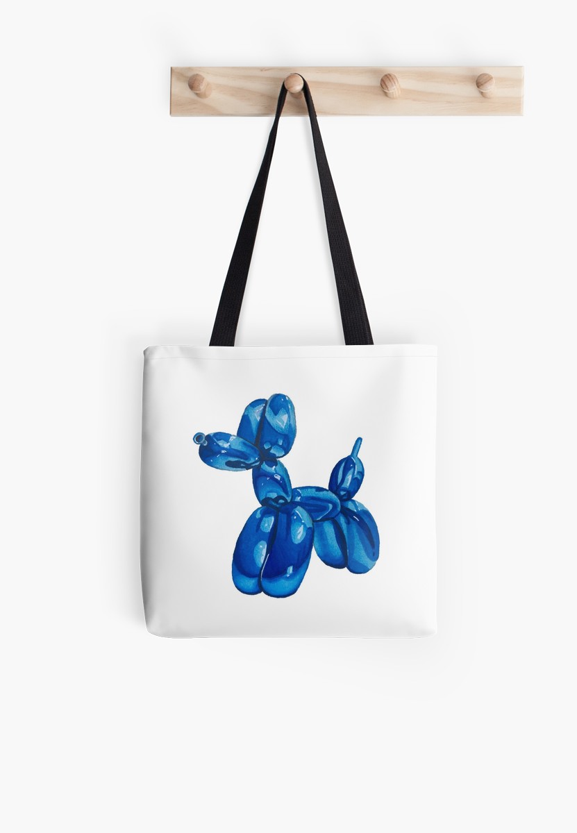 831x1200 Blue Balloon Dog Drawing Tote Bags
