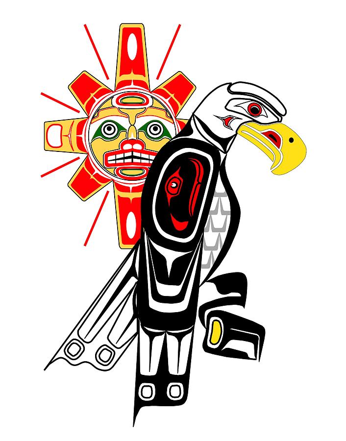 706x900 Eagle Sun Totem Drawing