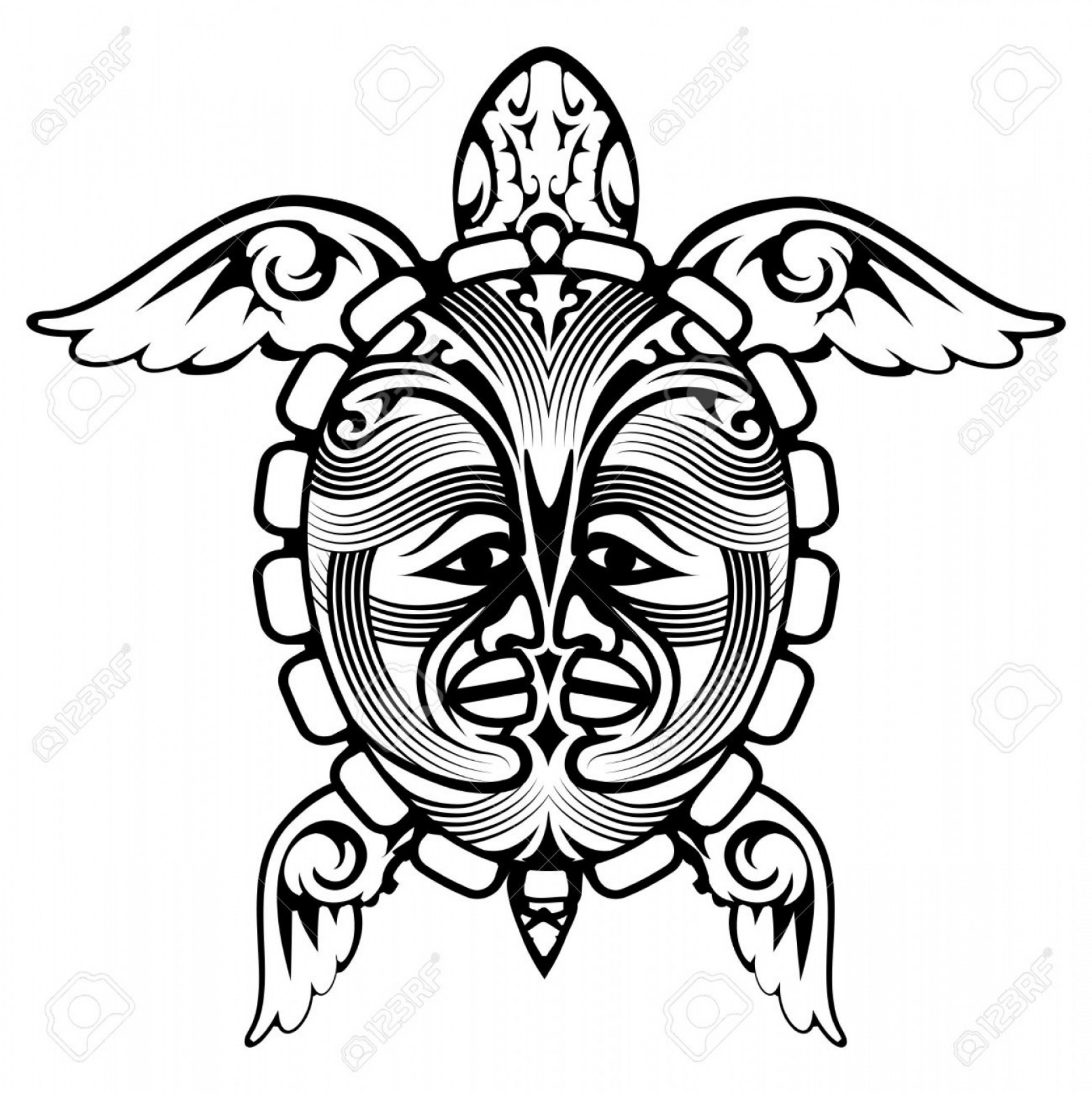 1869x1872 Photostock Vector Tribal Totem Animal Turtle Tattoo Sohadacouri