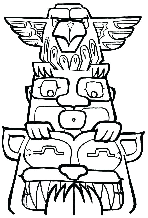 Totem Pole Drawing Templates - Totem Pole Coloring Pages Poles ...