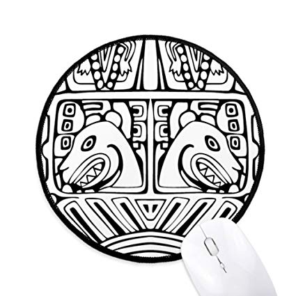 425x425 Indian Abstract Line Drawing Totem Pole Face Round