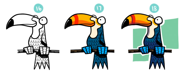 640x257 How To Draw A Cartoon Toucan