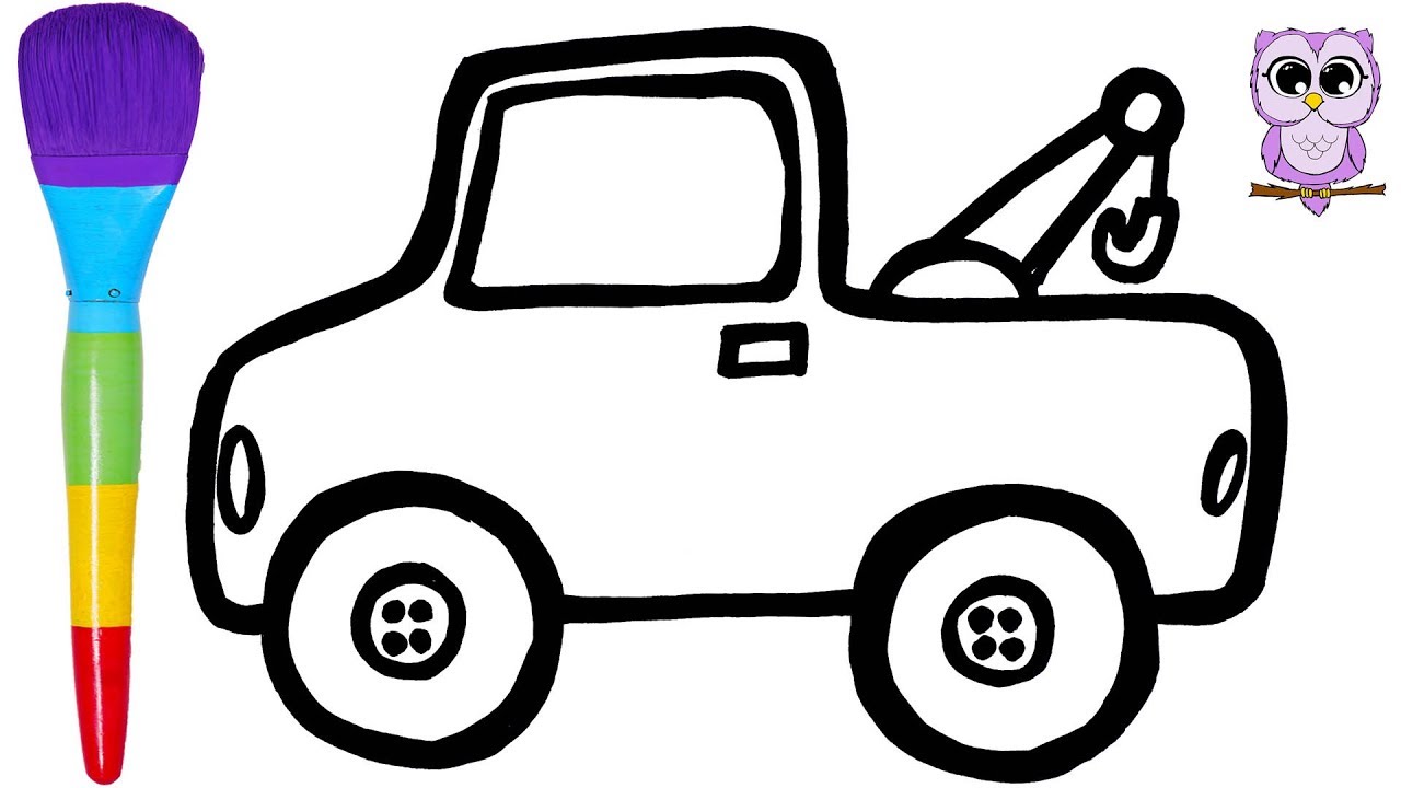 1280x720 Drawing And Coloring A Tow Truck Vehicle For Kids Doodle Owl Art