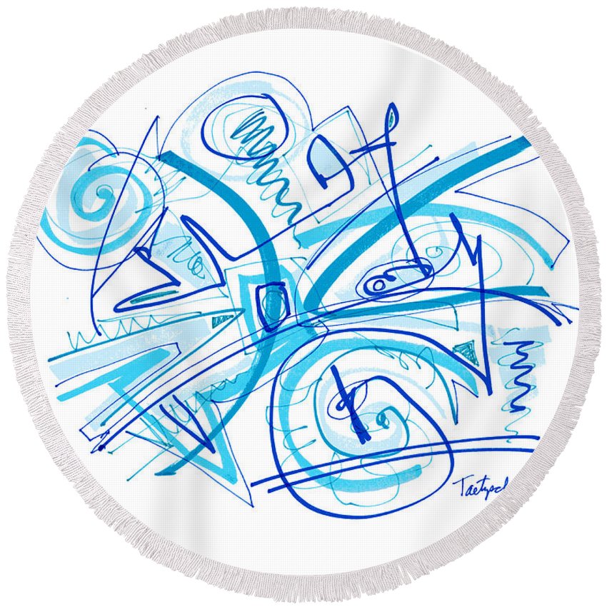 850x850 Modern Drawing Round Beach Towel For Sale