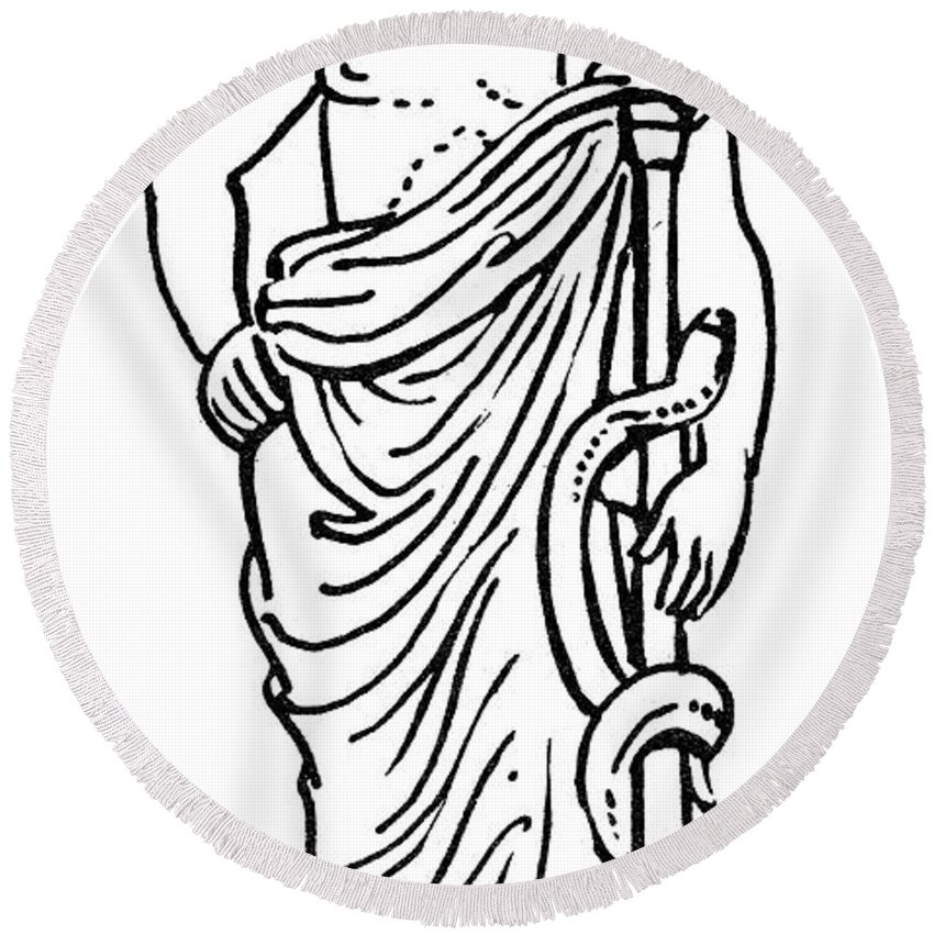 850x850 asclepius aesculapius round beach towel for sale