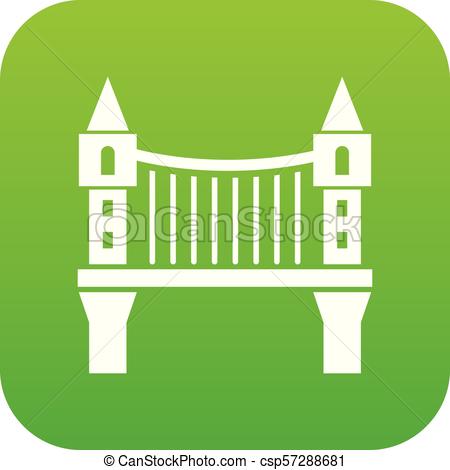 450x470 Tower Bridge Icon Green Vector Isolated On White Background