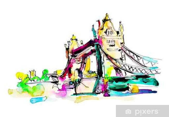700x486 Watercolor Sketch Painting Of The Tower Bridge In London Town Wall