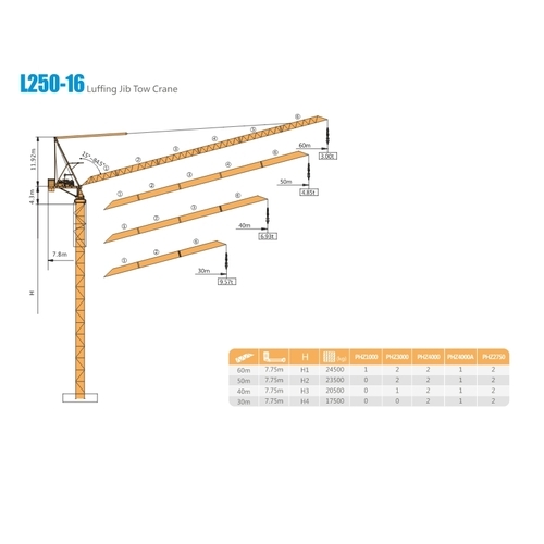 500x500 Zoomlion Luffing Jib Tower Crane