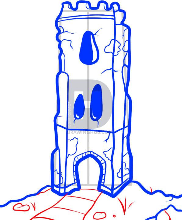 597x720 How To Draw A Tower, Step